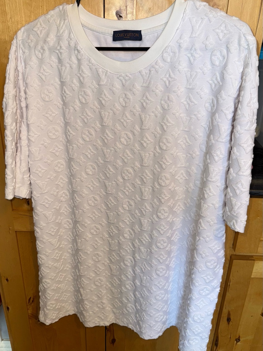 White Embossed Monogram Short Sleeve Tee